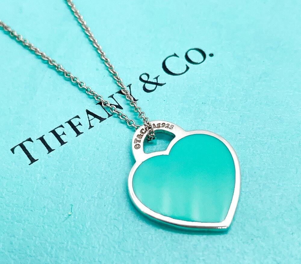 Tiffany & Co. Return to Tiffany Blue Enamel Small Heart Necklace Silver 16"